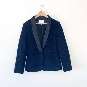Amour Vert Navy corduroy blazer with silk trim